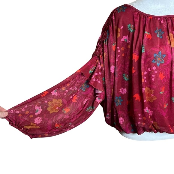 Free People Wildflower Honey Boho Prairie Blouse Stretch Festival Shirt Top Sz S - Picture 4 of 11